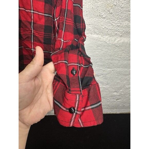 Chaps Petite Women’s Buffalo Plaid Flannel Red Button Up Size petite LARGE - Picture 6 of 11